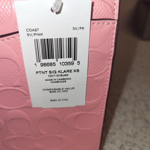 Coach Pink Embossed Chain Shoulder Bag - Picture 4 of 8